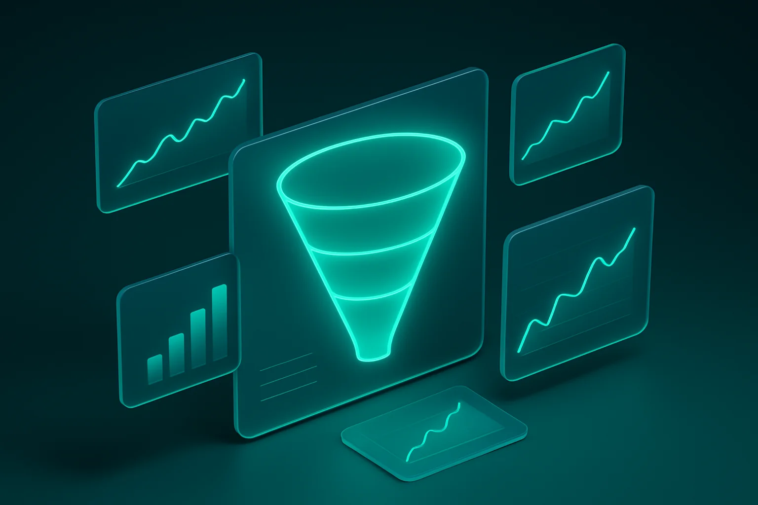 Modernes Conversion-Dashboard mit KPI-Karten und Trichter-Visualisierung – Conversion-Optimierung für Unternehmenswebsites
