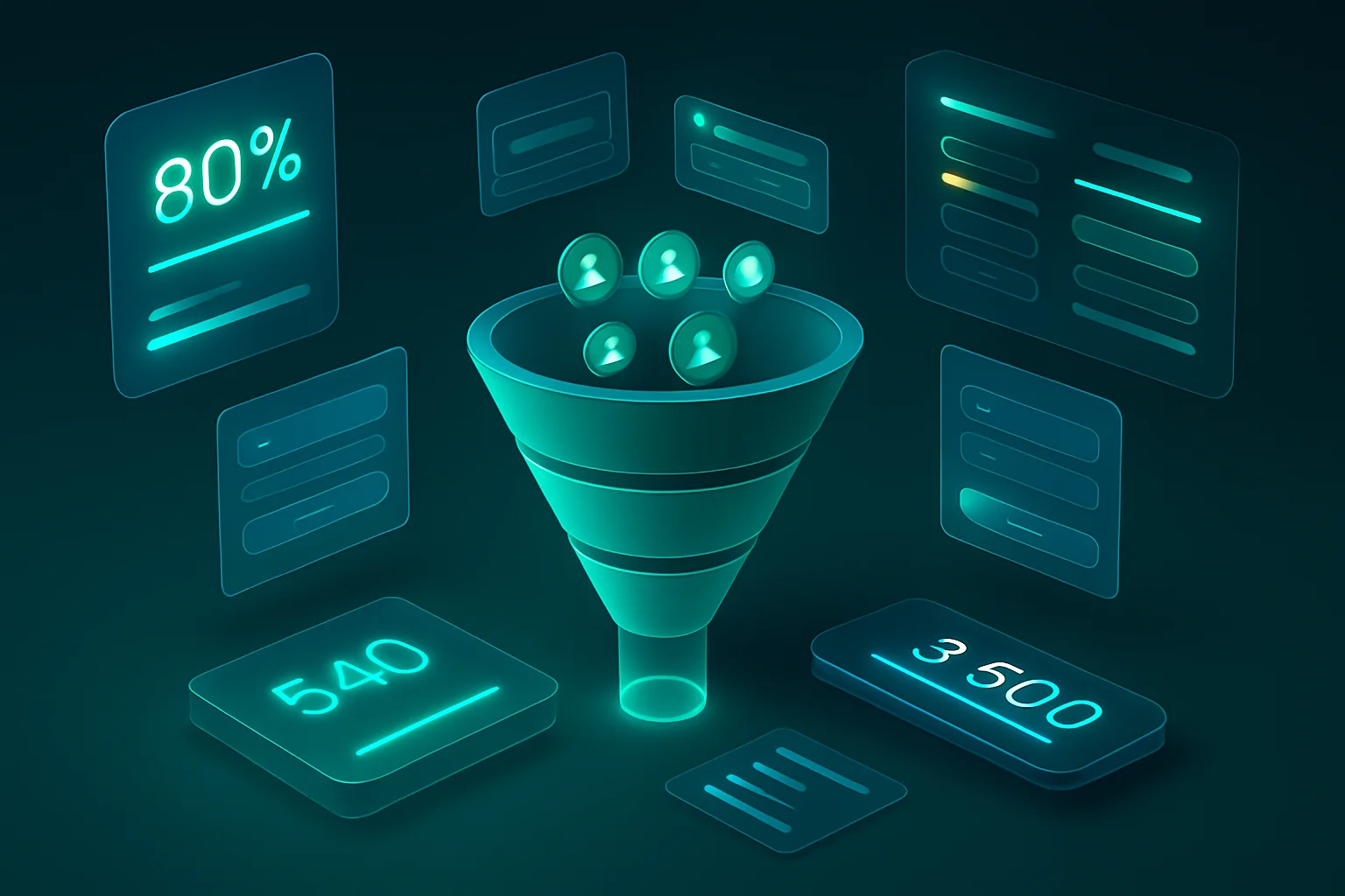Modernes UI-Dashboard zur Leadgenerierung auf einer Unternehmenswebsite mit Conversion-Kennzahlen