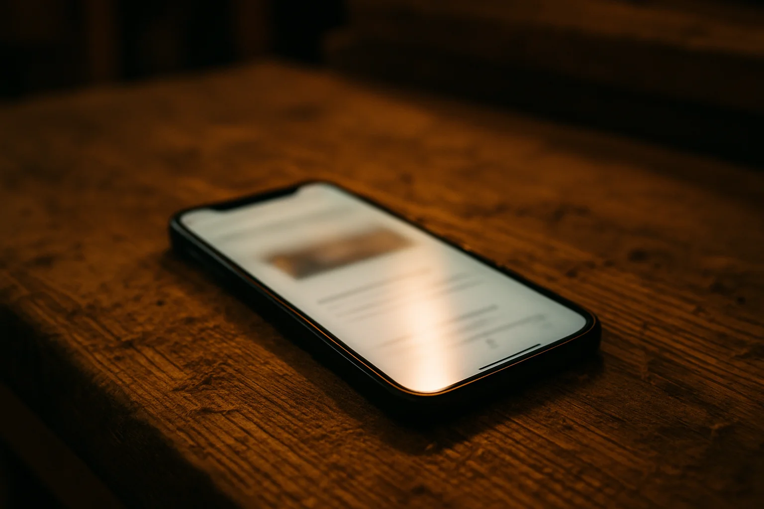 Smartphone auf einer handwerklichen Holzwerkbank mit rauer Textur – Symbol für mobile Website-Nutzung im Handwerk und KMU
