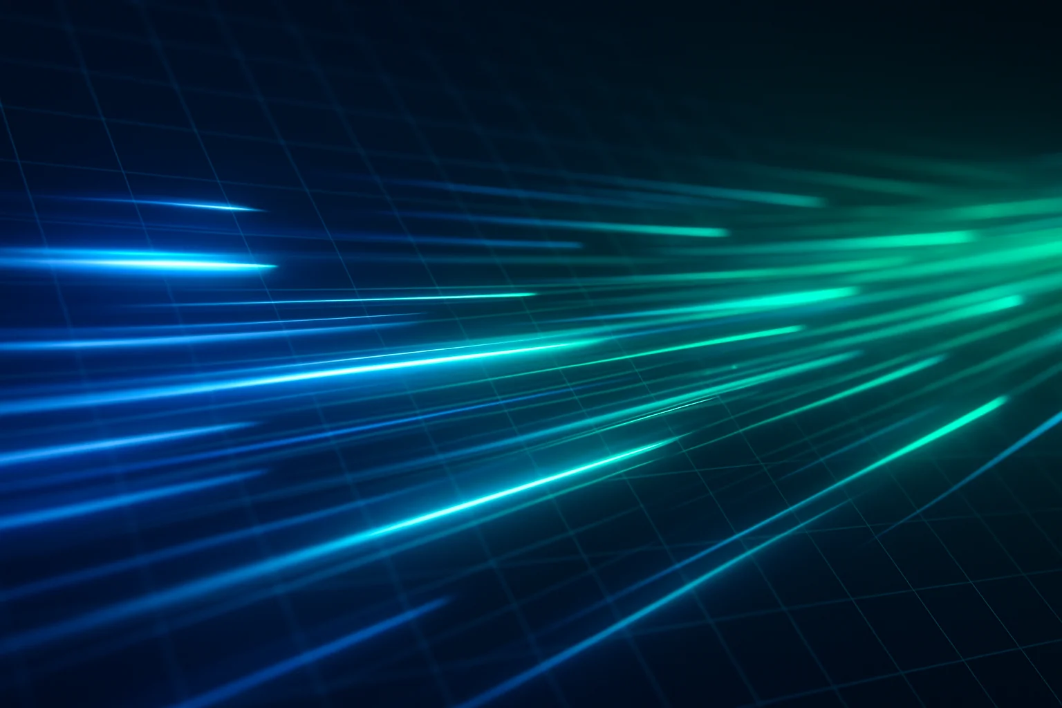 Abstrakte Datenvisualisierung mit Lichtstreifen auf dunklem Raster – symbolisiert Website-Ladezeit und Performance-Optimierung