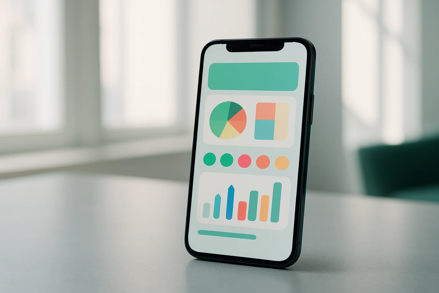 Modernes Website-Redesign auf einem Smartphone-Mockup mit frischem, klarem UI-Design für KMU